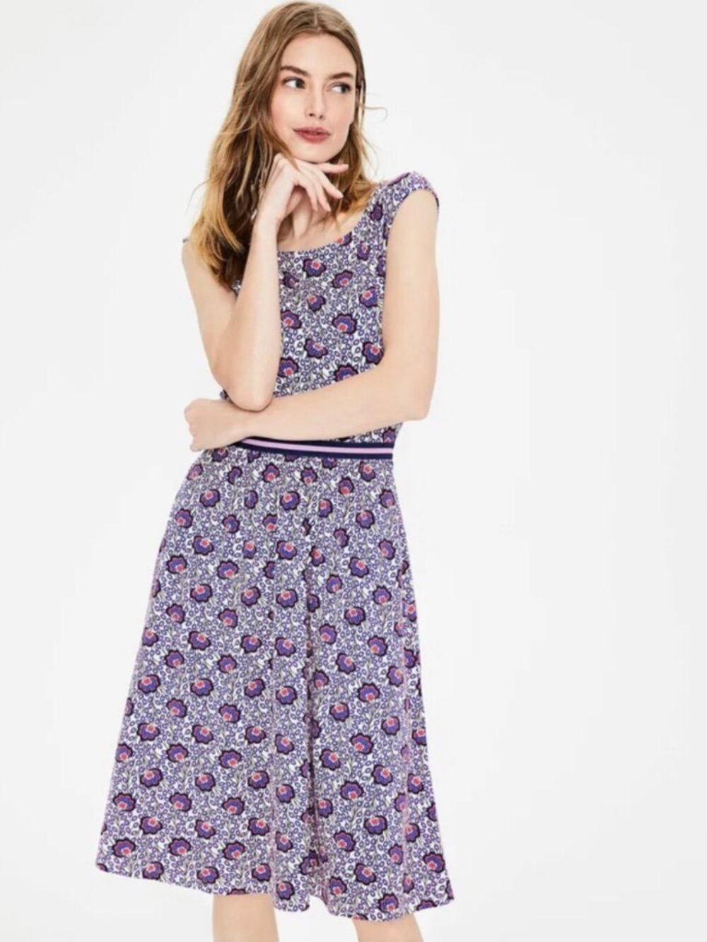 EUC Boden Floral Stretch Jersey Sleeveless Bernice Fit & Flare in Women's 12R
